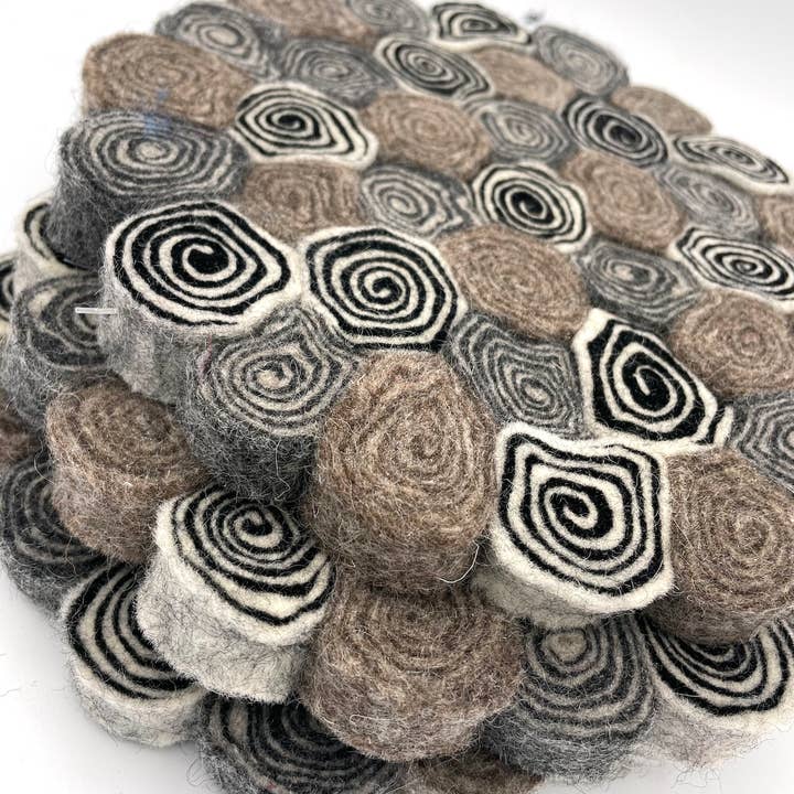 Women of the Cloud Forest - Wholesale Trivet - Neutral Felt Swirl Trivet