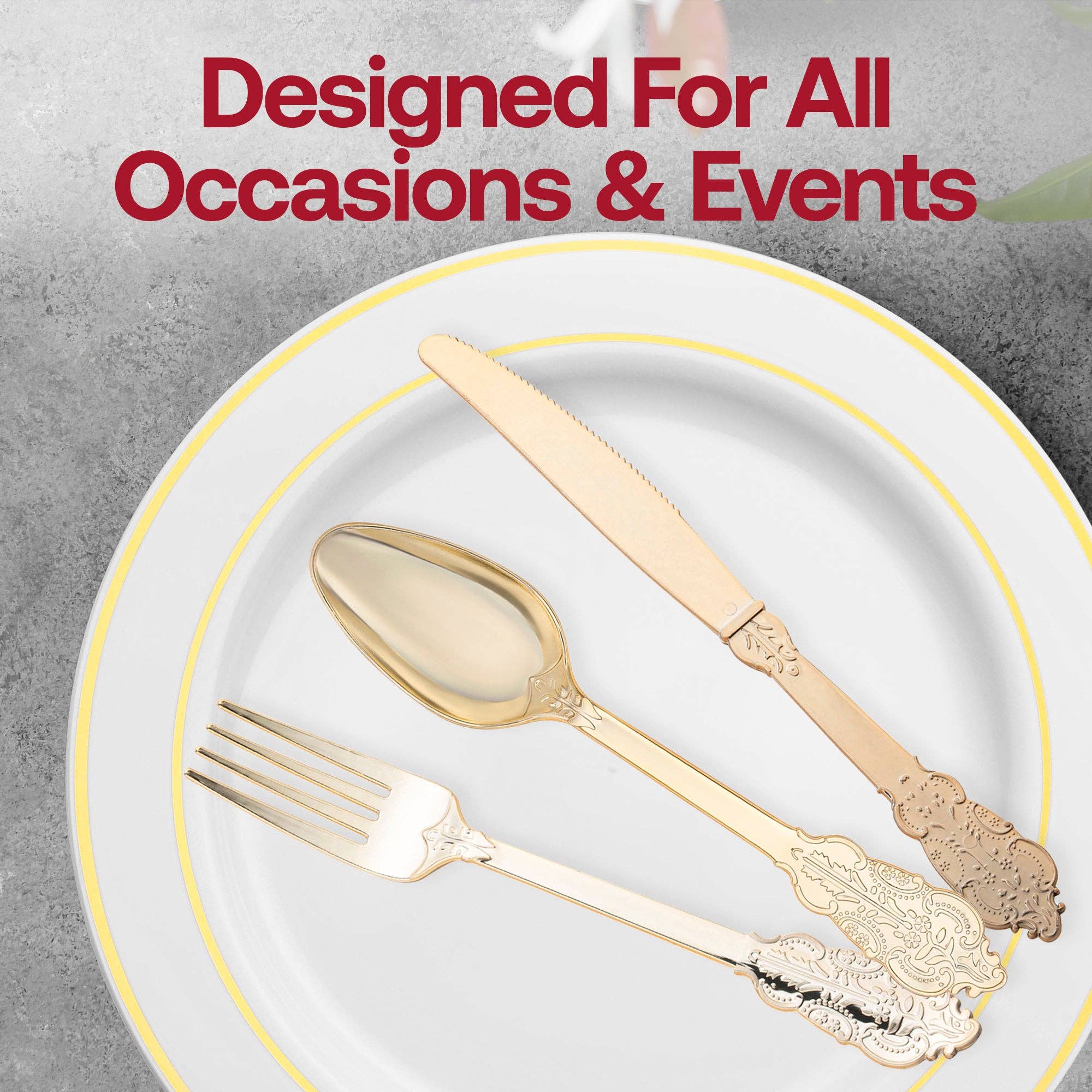 Smarty had a Party - Wholesale Table Spoon (Cutlery) - Shiny Baroque Gold Plastic Spoons - 600 pcs6