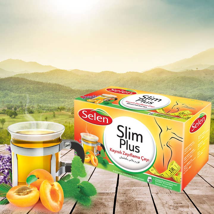 SELEN – Großhandel Gesundheits-/Entgiftungstee – Slim Plus mit Aprikose im Doppelkammerteebeutel - Selen Food
