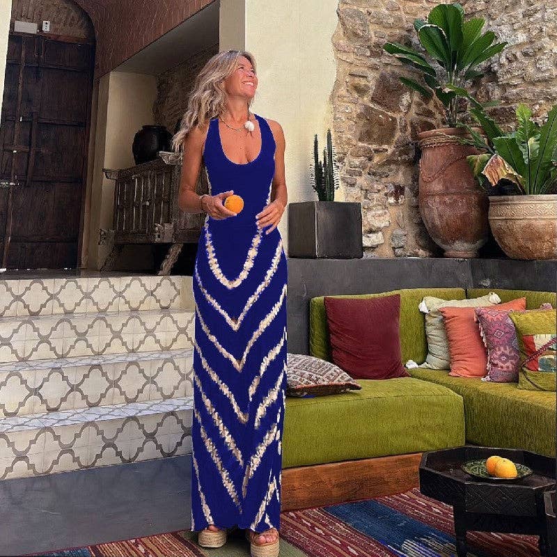 Sheer Trend - Vendita all'ingrosso Vestito - Donna - Abito lungo con stampa floreale e schiena scoperta con allacciatura al collo4