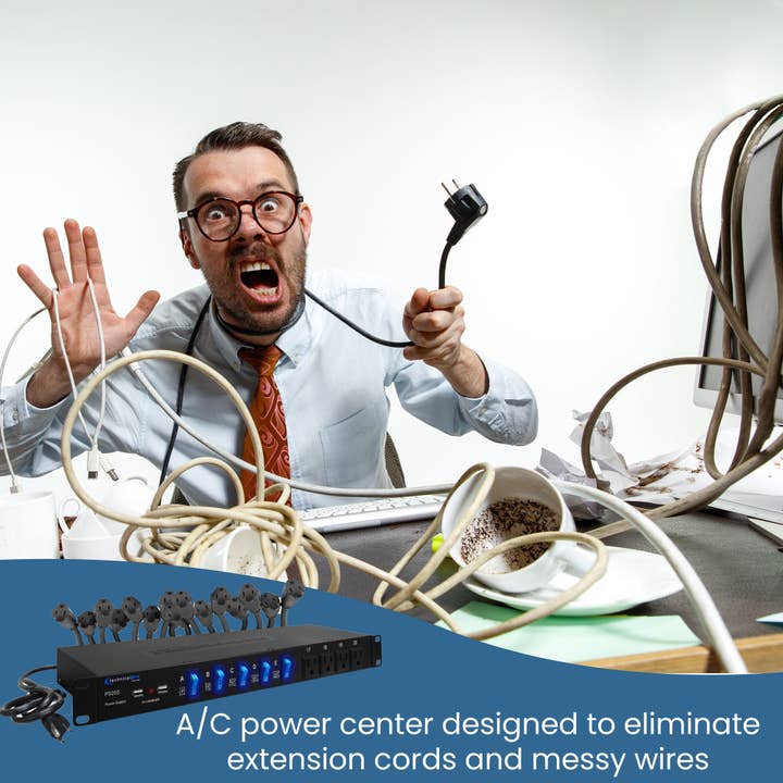 Technical Pro - Wholesale Music Accessory - 20-Outlet 19" Rack Mount Surge Protector with USB Ports7