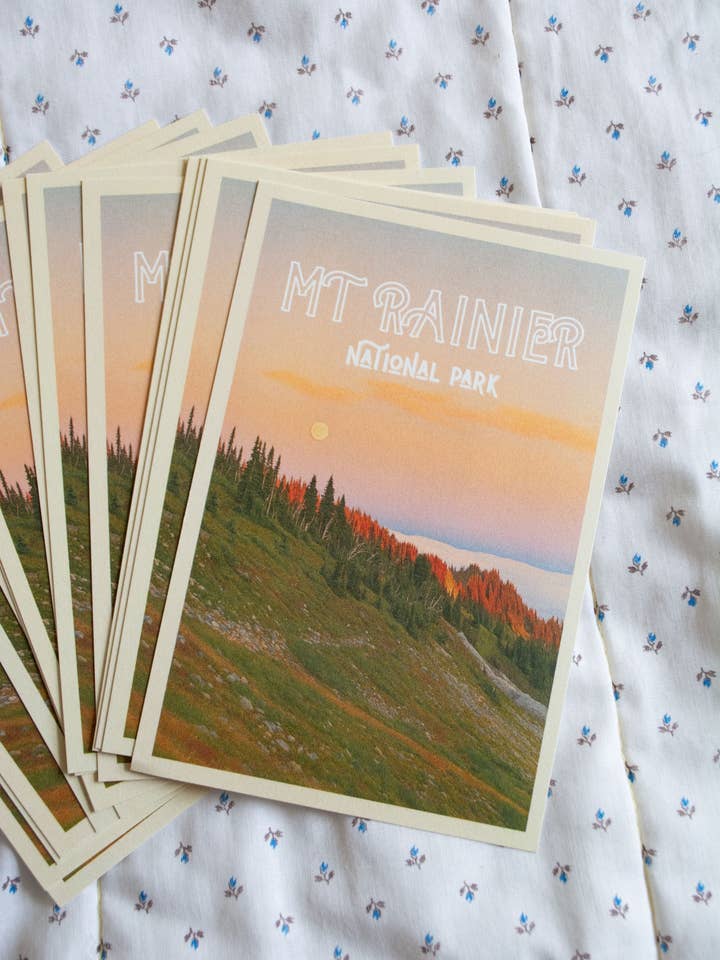 Mt Rainier John Muir Vintage Inspired 4x6 Postcards for wholesale by Traildust Goods
