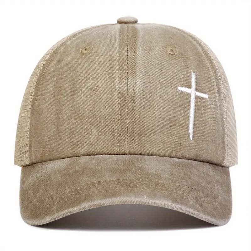 Syrrios Gifts LLC - Wholesale Trucker Hat - Unisex - Christian Cross Embroidered Trucker Hat Adjustable Mesh3