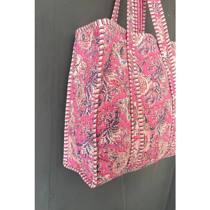 Bhawana Handicrafts - Wholesale Beach Bag - Kantha Floral Cotton Shopping Jhola Hippie Beach Bag