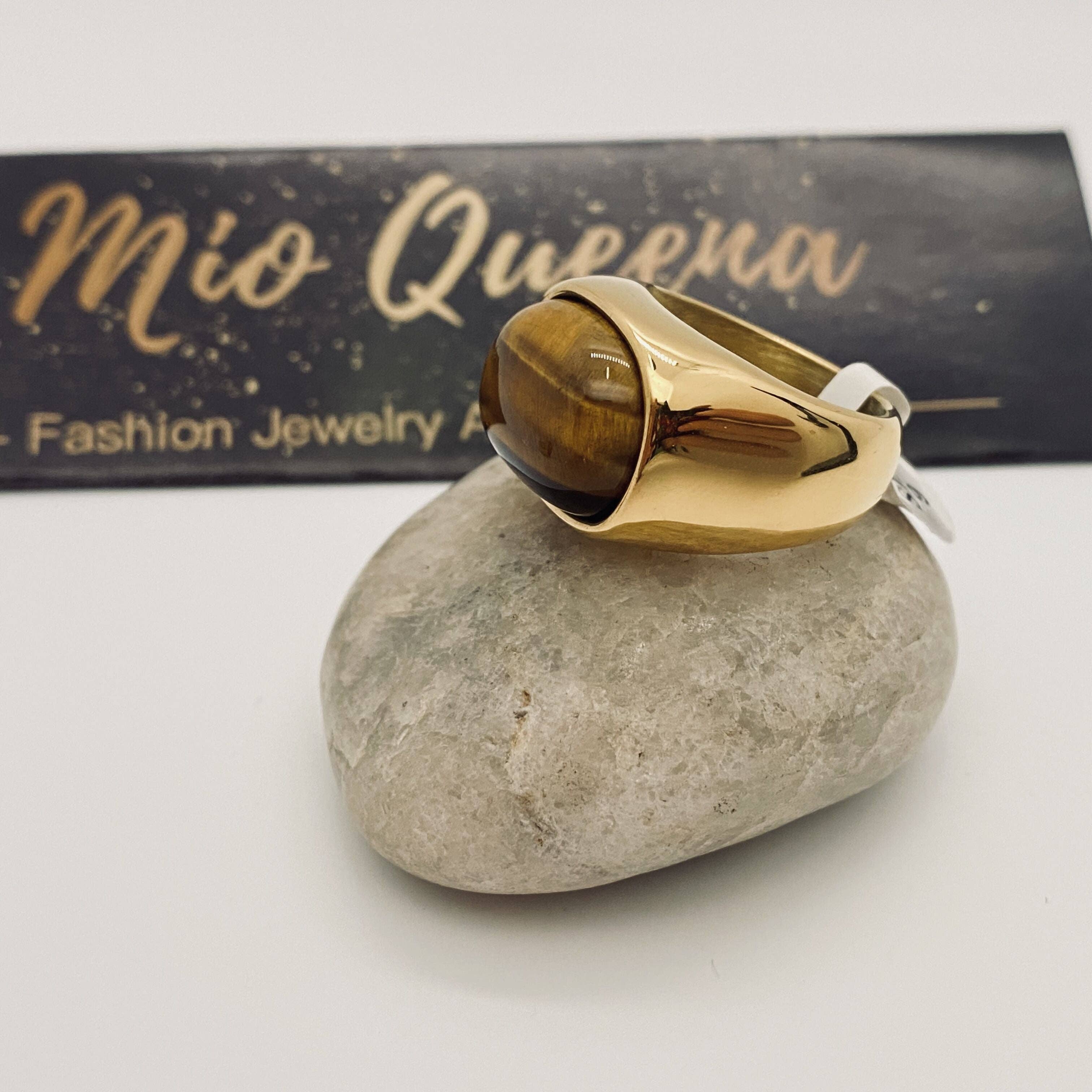 Mio Queena - Wholesale Signet Ring - Tiger Eye Stone Men's Stainless Steel Ring - MJ/MR2