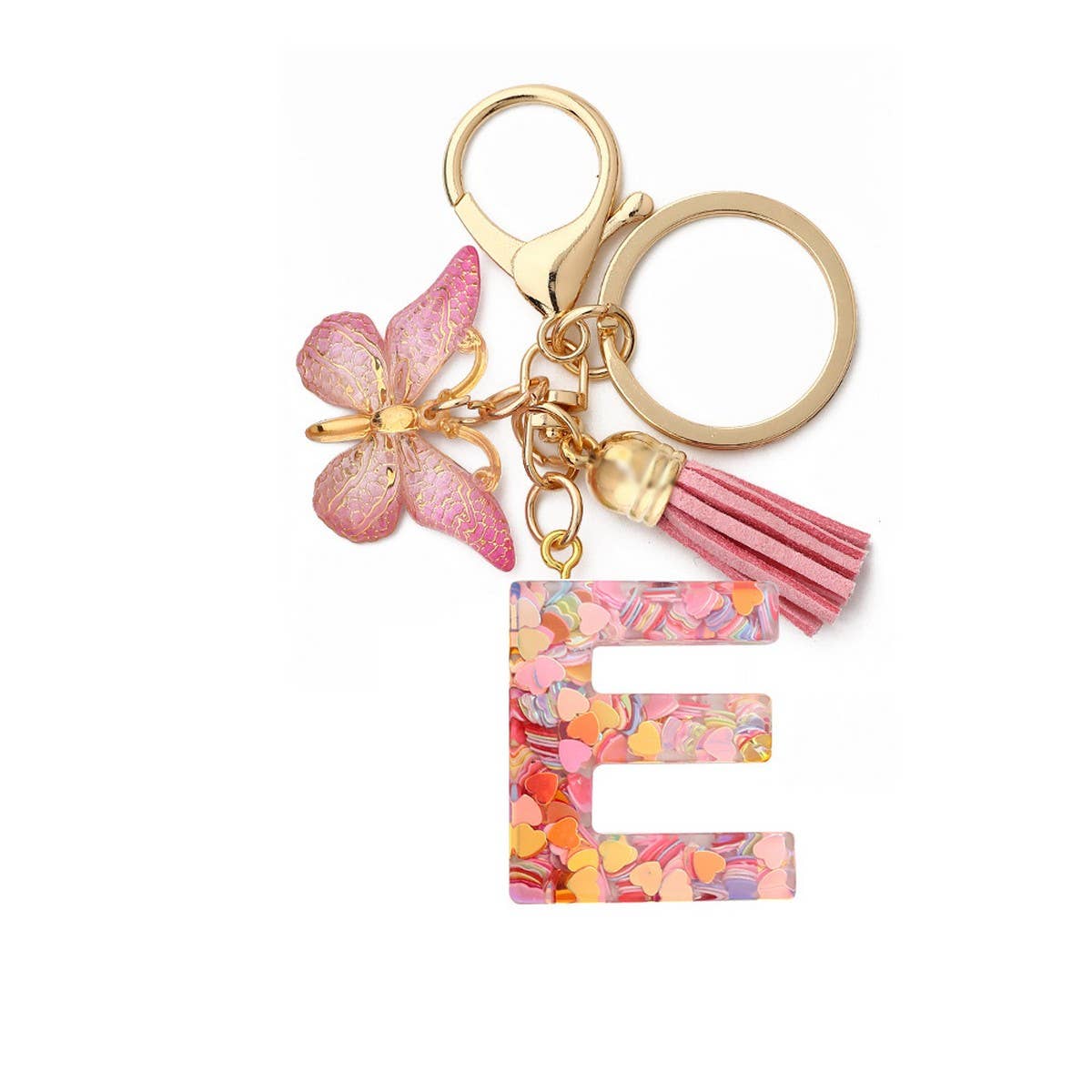 ACCITY - Wholesale Keychain - Women's - Glitter Resin Letter Butterfly Keychain_CWMM68664