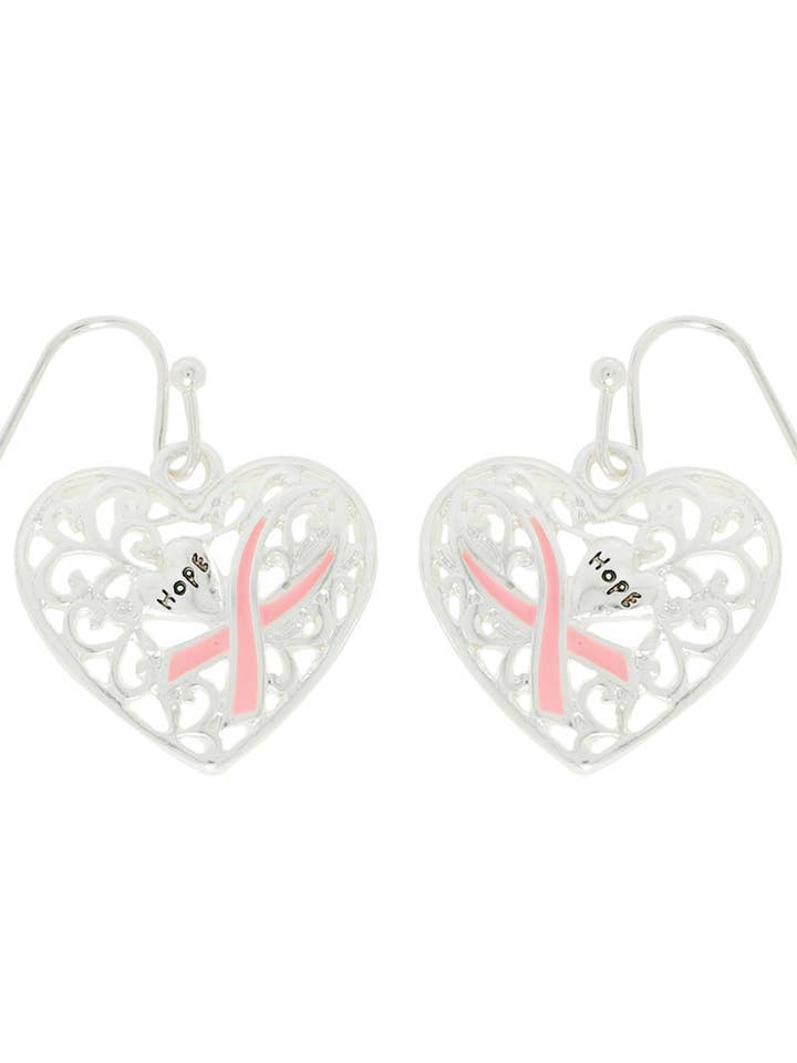 Brystkræft Pink Ribbon Filigran Hjerteøreringe E14481SPK for engroshandel hos anbfashion
