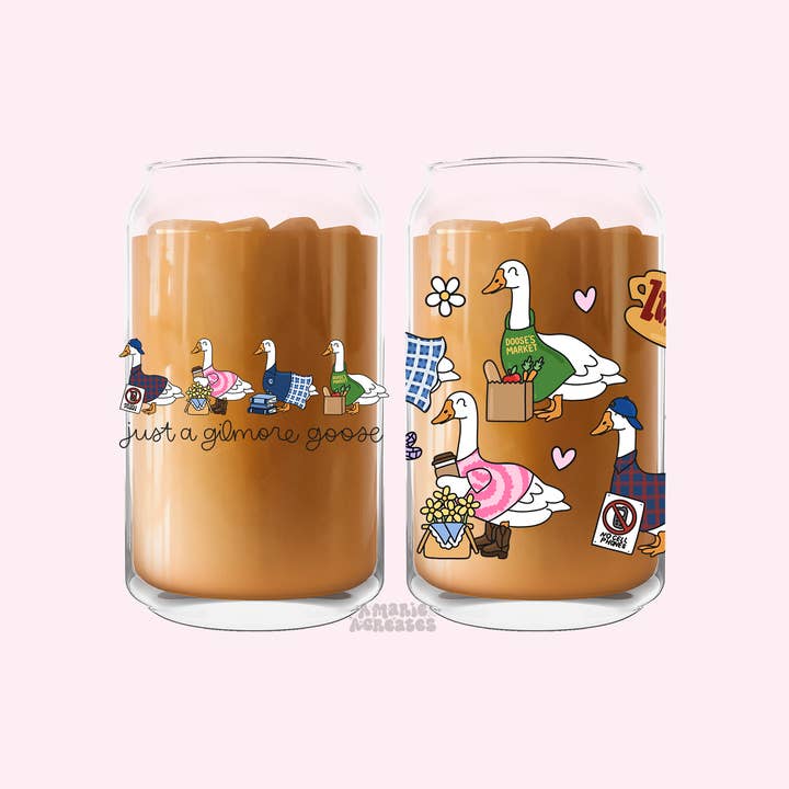 Just A Gilmore Goose Glass Cup for wholesale by amarieacreates
