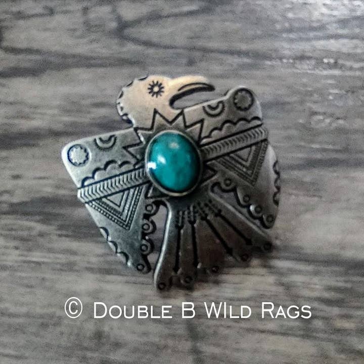 Double B Wild Rags - Wholesale Scarf clip – Women's - Wild Rag SLIDE 507 Thunderbird Concho Copper or Antique Silver Scarf Slide from Double B Wild Rags1