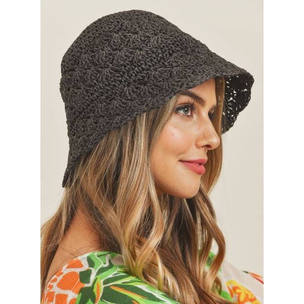 One and Only Accessories - Wholesale Bucket Hat - Women's - HANDMADE CROCHET FOLDABLE STRAW BUCKET HAT 2