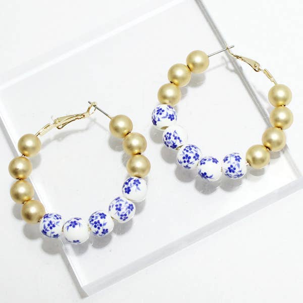 SOPHIA WHOLESALE - Wholesale Hoop Earrings - Porcelain ceramic bead hoop earring