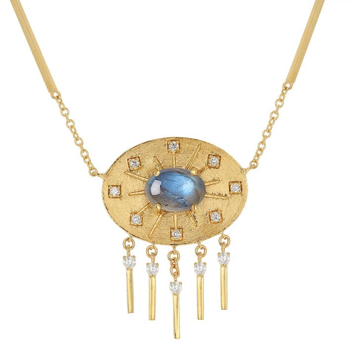 Collar colgante de diamante y labradorita para venta al por mayor de Rachel Reid Jewelry