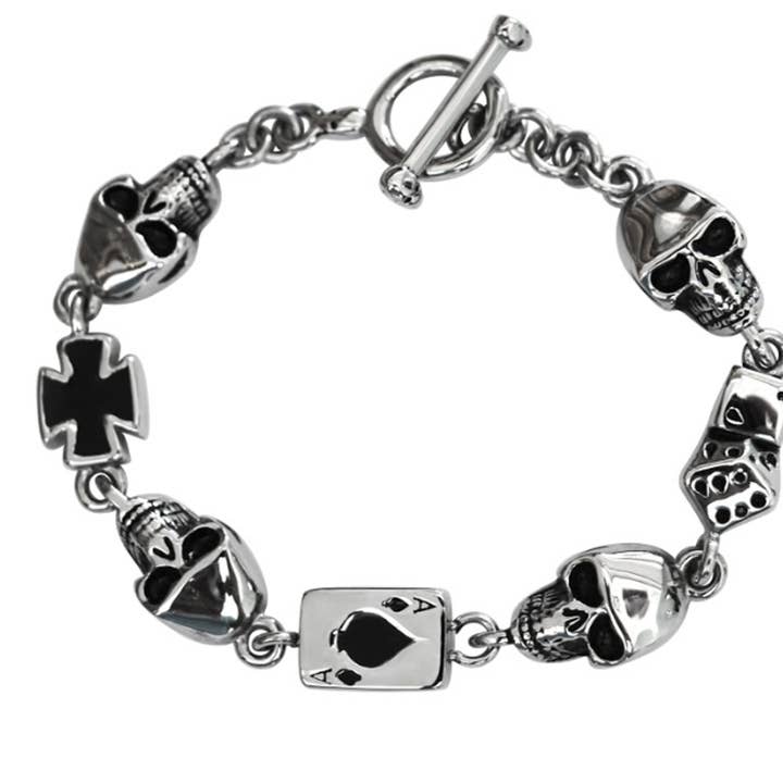 SK1376 Damernas Poker Run Armband Rostfritt Stål Tung Metall för wholesale av Heavy Metal Jewelry