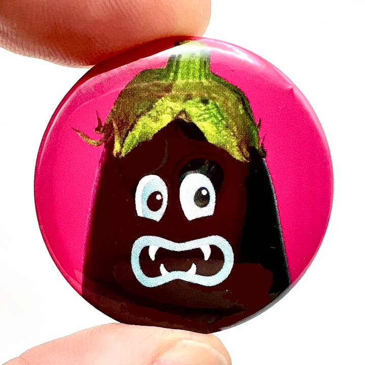 Auberginen-Kumpel-Button-Pin-Abzeichen für den Großhandel von Bite Your Granny