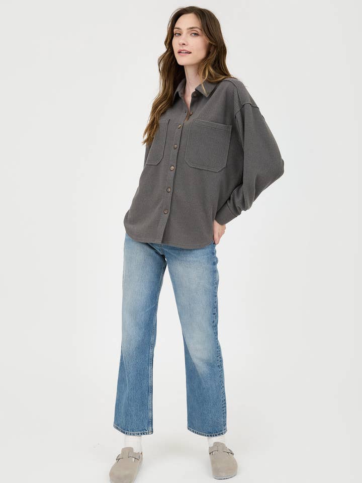 Blu Pepper - Wholesale Knit Top - Women's - RIB KNIT EXPOSED SEAM BUTTON UP TOP18