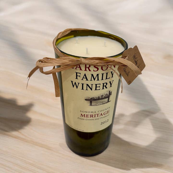 Le Vin Bougie Candles - Wholesale Jar/Filled Candle - Holiday Spice + Vanilla Triple Wick Soy Candle -- Sonoma Red