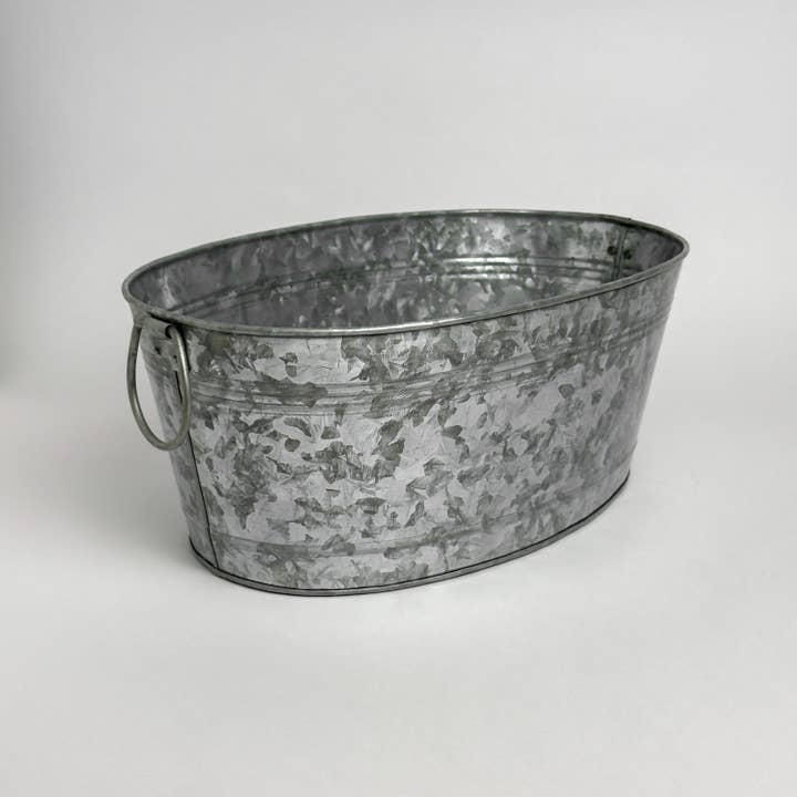 India Handicrafts Inc - Wholesale Ice Bucket - Galvanized Oval Small Tub – 16" x 10" x 6.5"
7