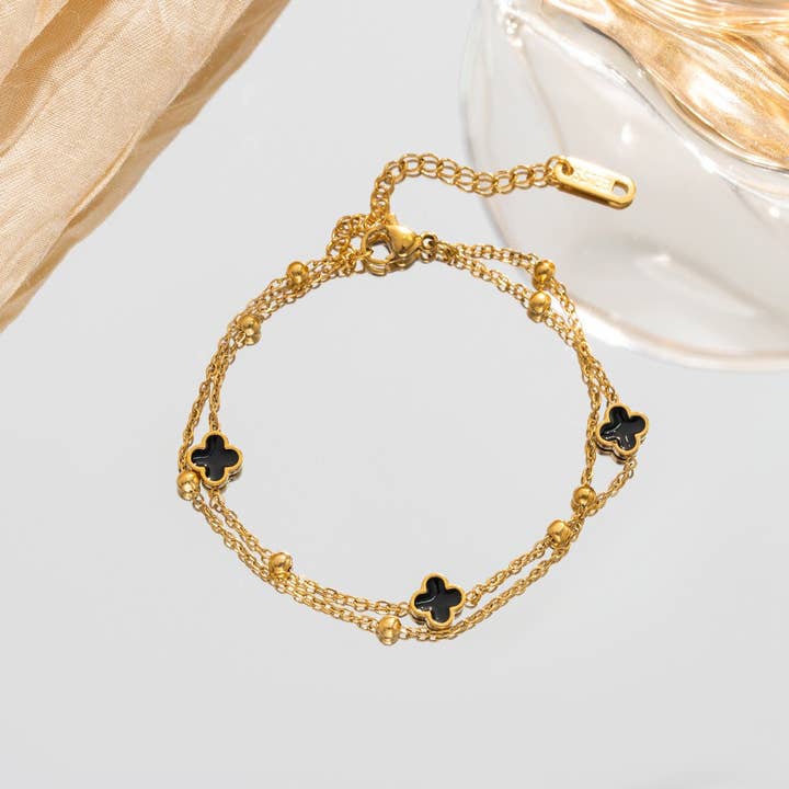 JOSSLYN by wall to wall - Wholesale Charm/Dangle Bracelet - 18K STAINLESS STEEL TARNISH FREE CLOVER BRACELET | 40B51730