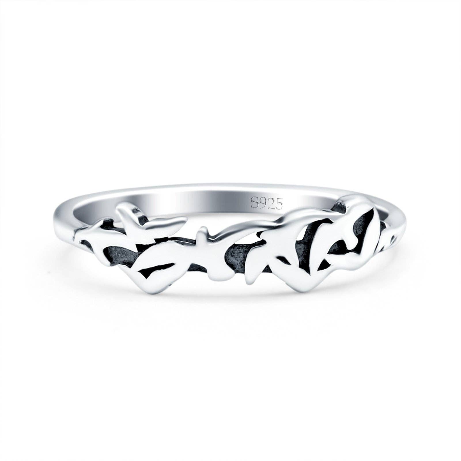 Sterling Silver Birds Ring Oxidized Band Thumb Ring (4mm) for wholesale on Faire0