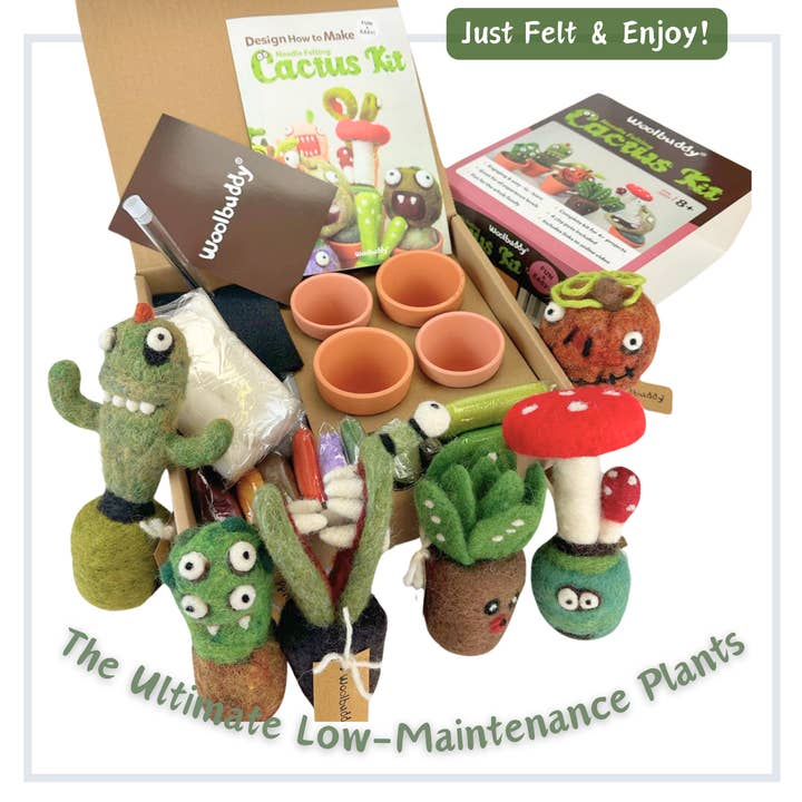 Woolbuddy - Wholesale DIY Craft Kit - Needle Felting Cactus Kit