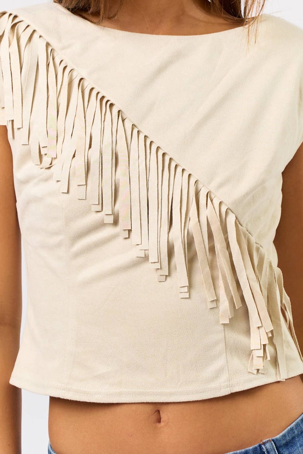 Blue Blush - Wholesale Blouse - Women's - Suede Fringe Detail Top4