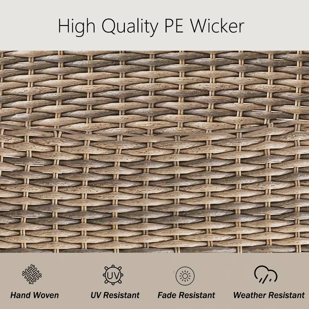 Abble - Vente Salon de terrasse - Ensemble de conversation d'extérieur en osier 3 pièces11