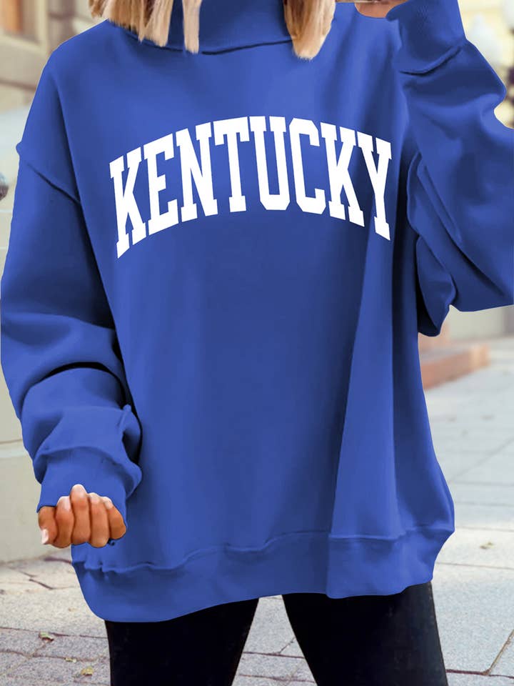 KENTUCKY Leopard KY Letter Reversible Mock Neck Sweatshirt for wholesale by 1 the Woman