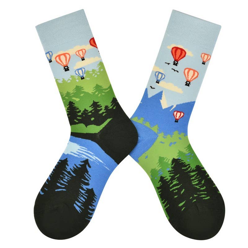 Tourtiwi – Meias - Unissexo por atacado – Meias com padrão de pintura a óleo assimétrico2