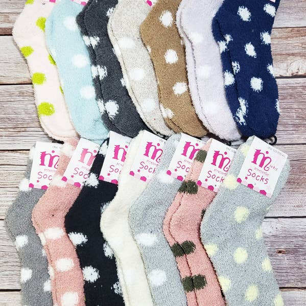 Chaussettes duveteuses d'hiver à pois pour la vente par Funteze