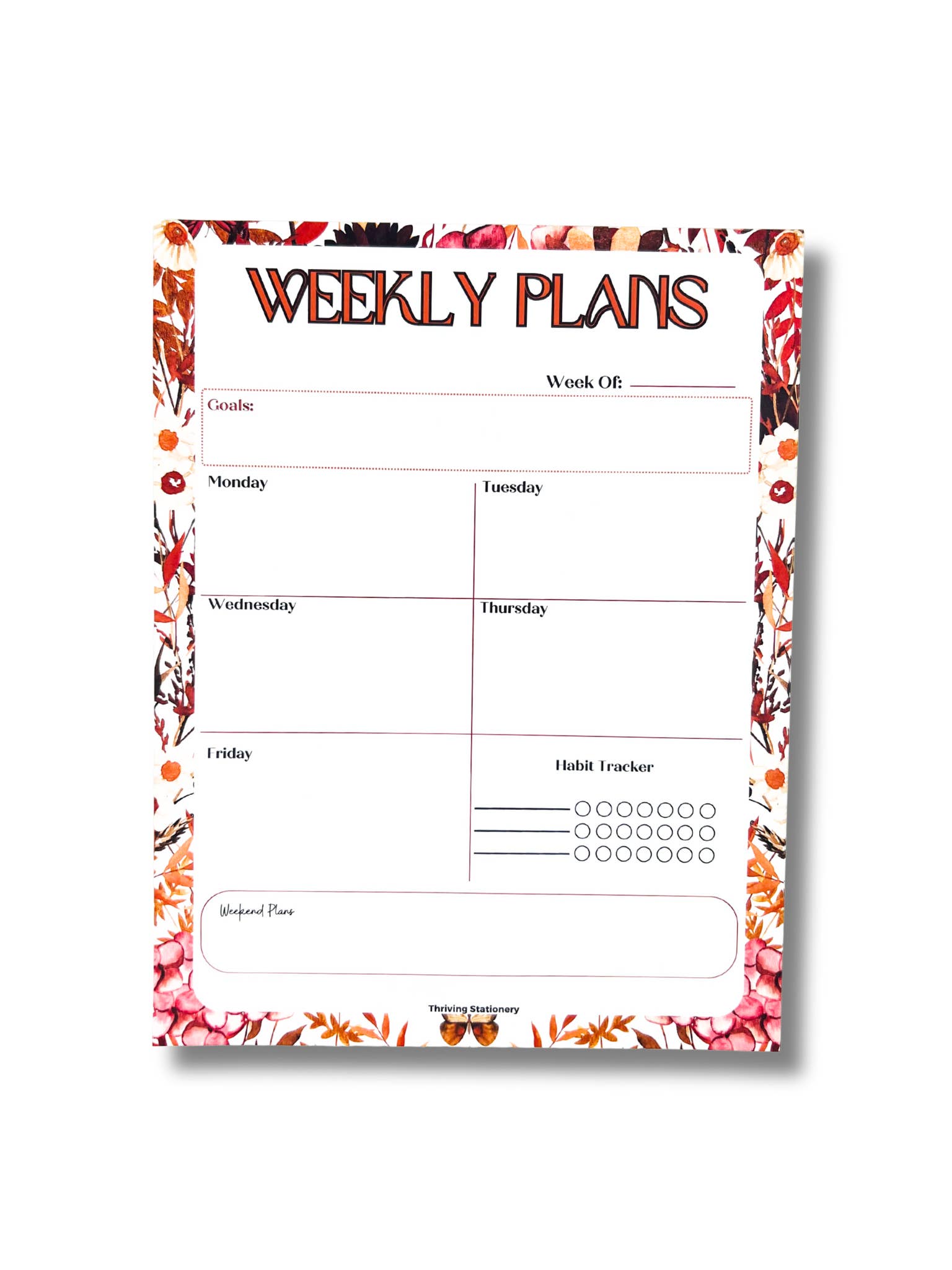 Fall Weekly Planner + Habit Tracker Notepad for wholesale by Thriving Stationery