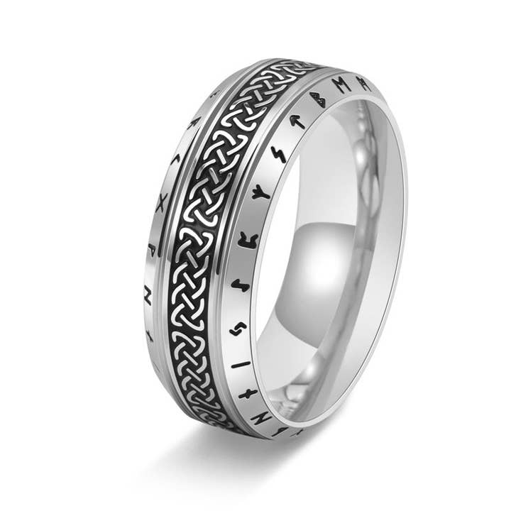 Perimade & Co. LLC - Wholesale Band/Stacked Ring - Celtic Knot Viking Rune Wedding Band Ring in Stainless Steel1