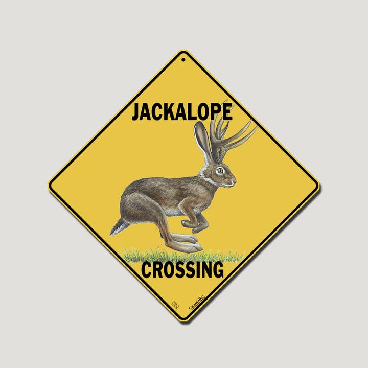 Jackalope Crossing 12" x 12" Aluminum Sign for wholesale by Atlas Screen Printing