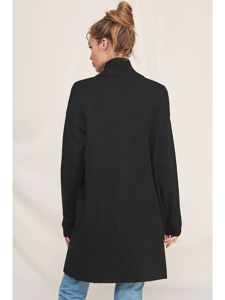 Black Cozy Open Shawl Cardigan for wholesale on Faire