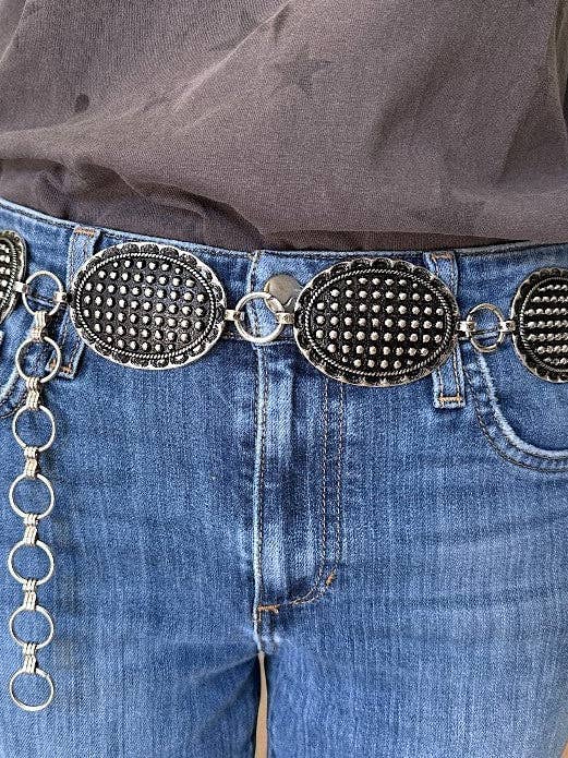 WESTERN OVALE BUBBEL CONCHO KETTINGRIEM voor wholesale door Andrea Bijoux