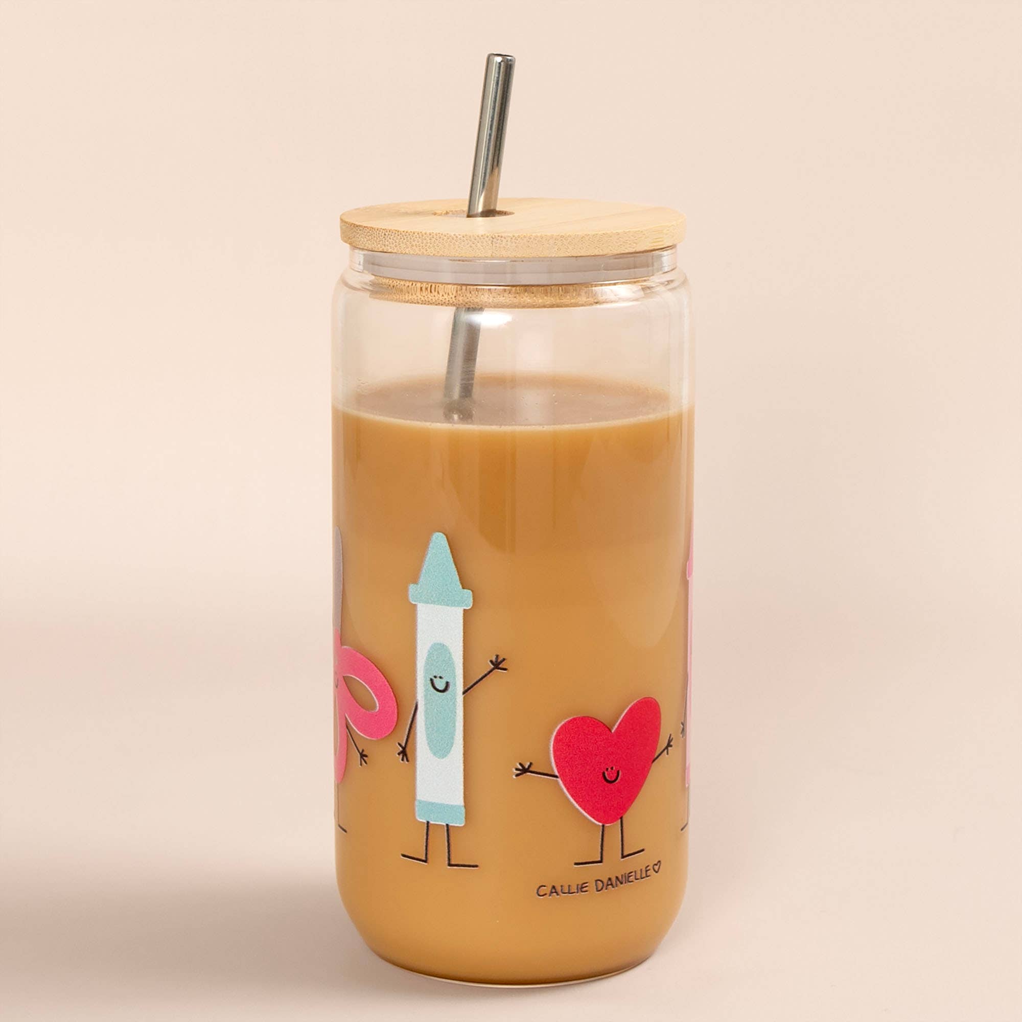 Callie Danielle - Wholesale Drinking Glass/Cup - School Supplies Doodle Friends Glass Can2