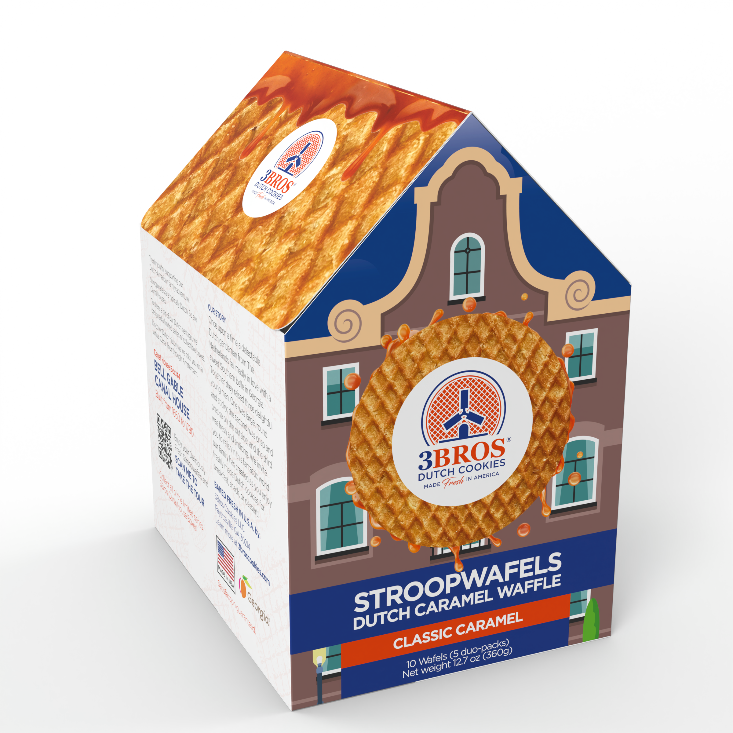 3Bros - Vente Présentoir de commerçant - Nourriture et boissons - PRÉSENTOIR AU SOL avec Stroopwafels dans une maison de canal à Amsterdam1