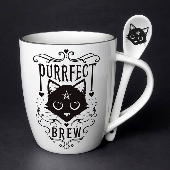 Purrfect Brew: Mug and Spoon Set (Mug) for wholesale by Alchemy England