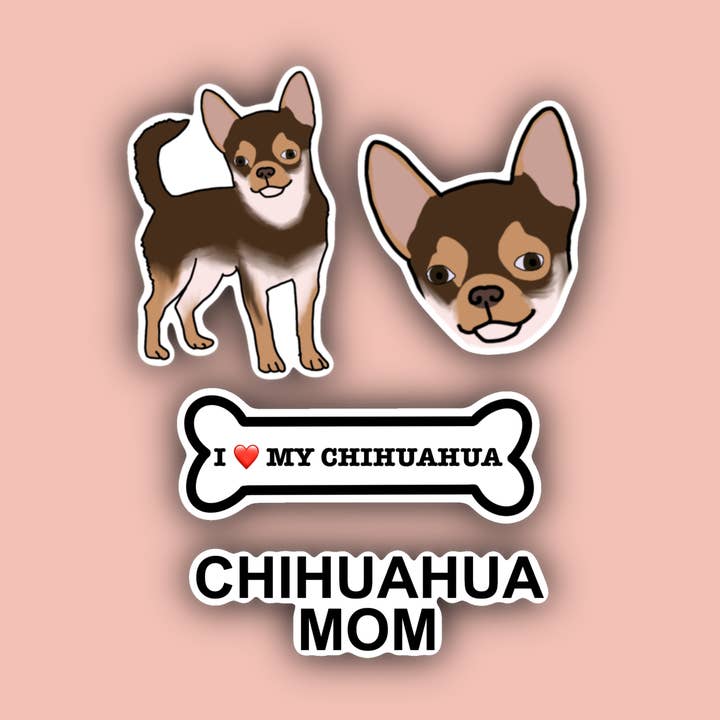 Chihuahua Sticker Pack - 4 Waterproof Sticker for wholesale by Delmarva Stickers