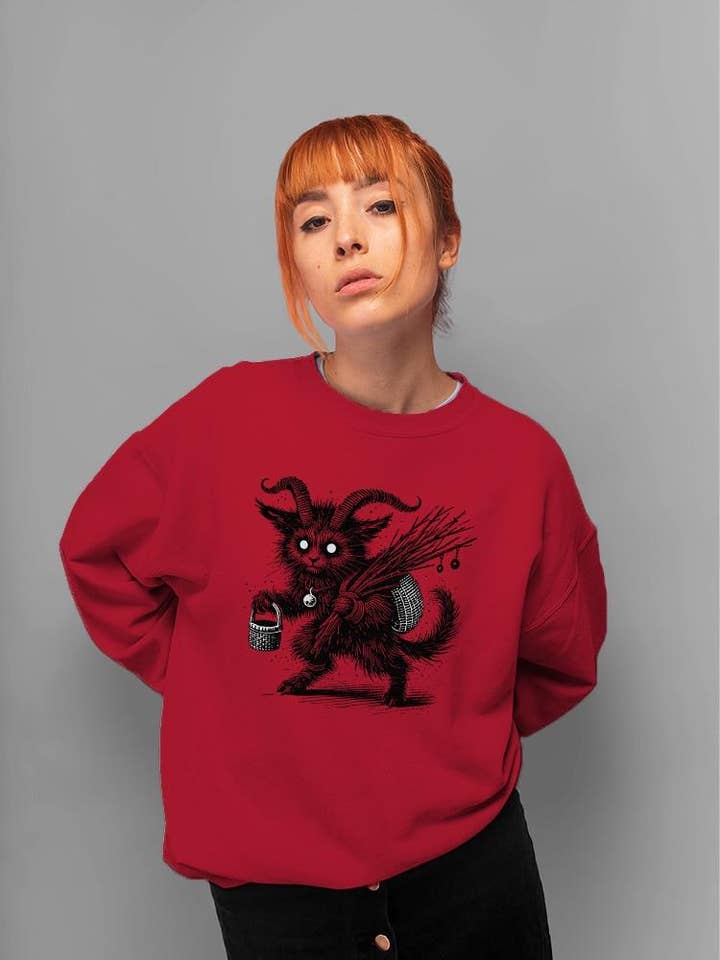 Swift Retail - Wholesale Graphic Sweatshirt - Women's - Krampus Cat Creepy Christmas Gift Tee Women's Sweatshirt