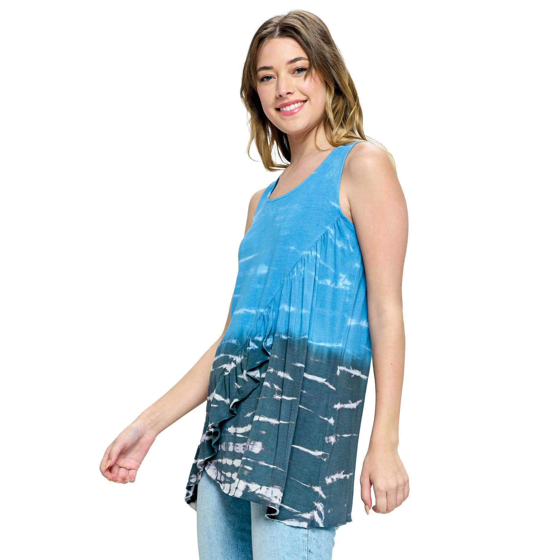 Yak & Yeti - Wholesale Tunic - Women's - Top Boho Chic Ruffled Tie Dye1