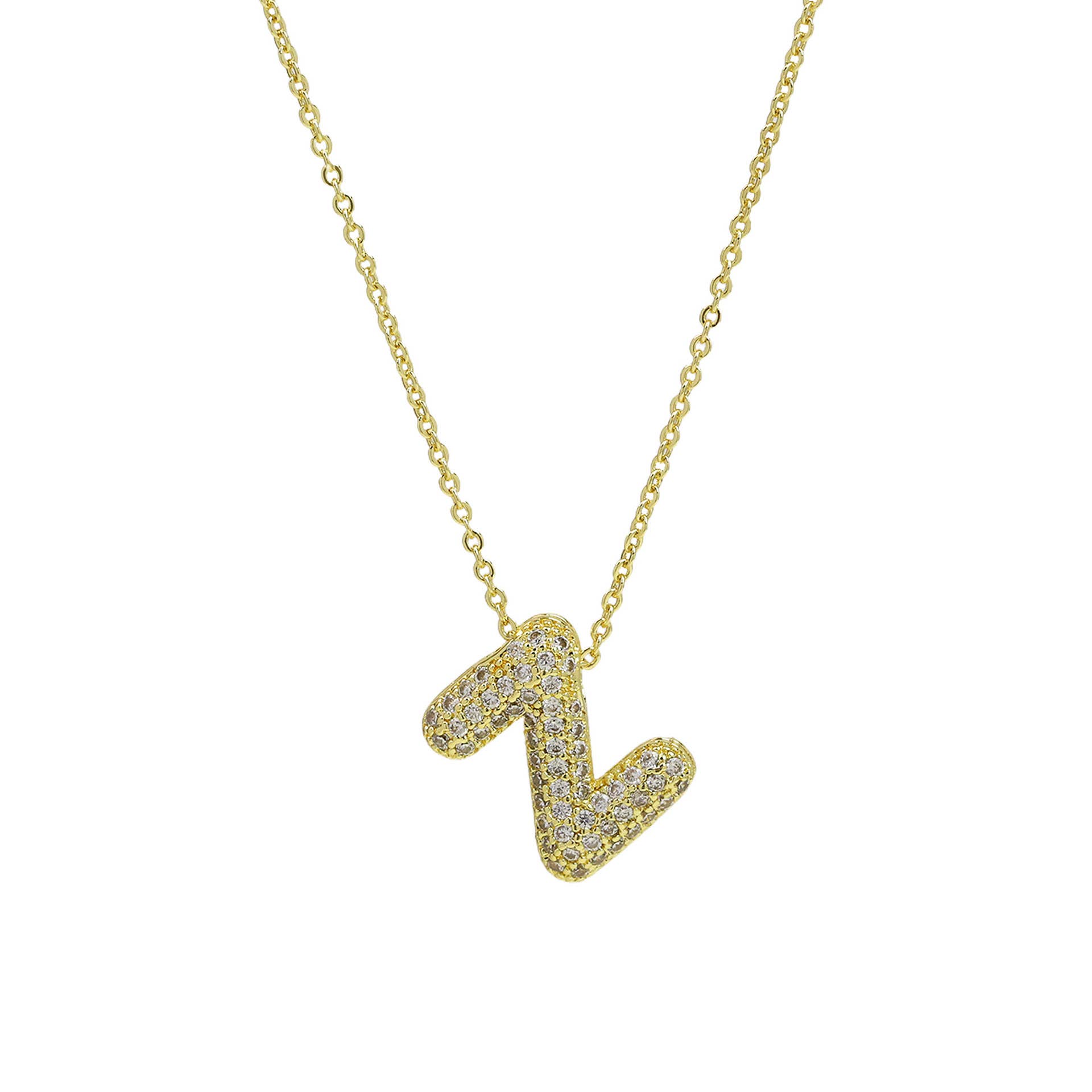 Savvy Bling - Wholesale Pendant/Charm Necklace - Initial CZ Balloon Bubble 18K Gold Necklace57