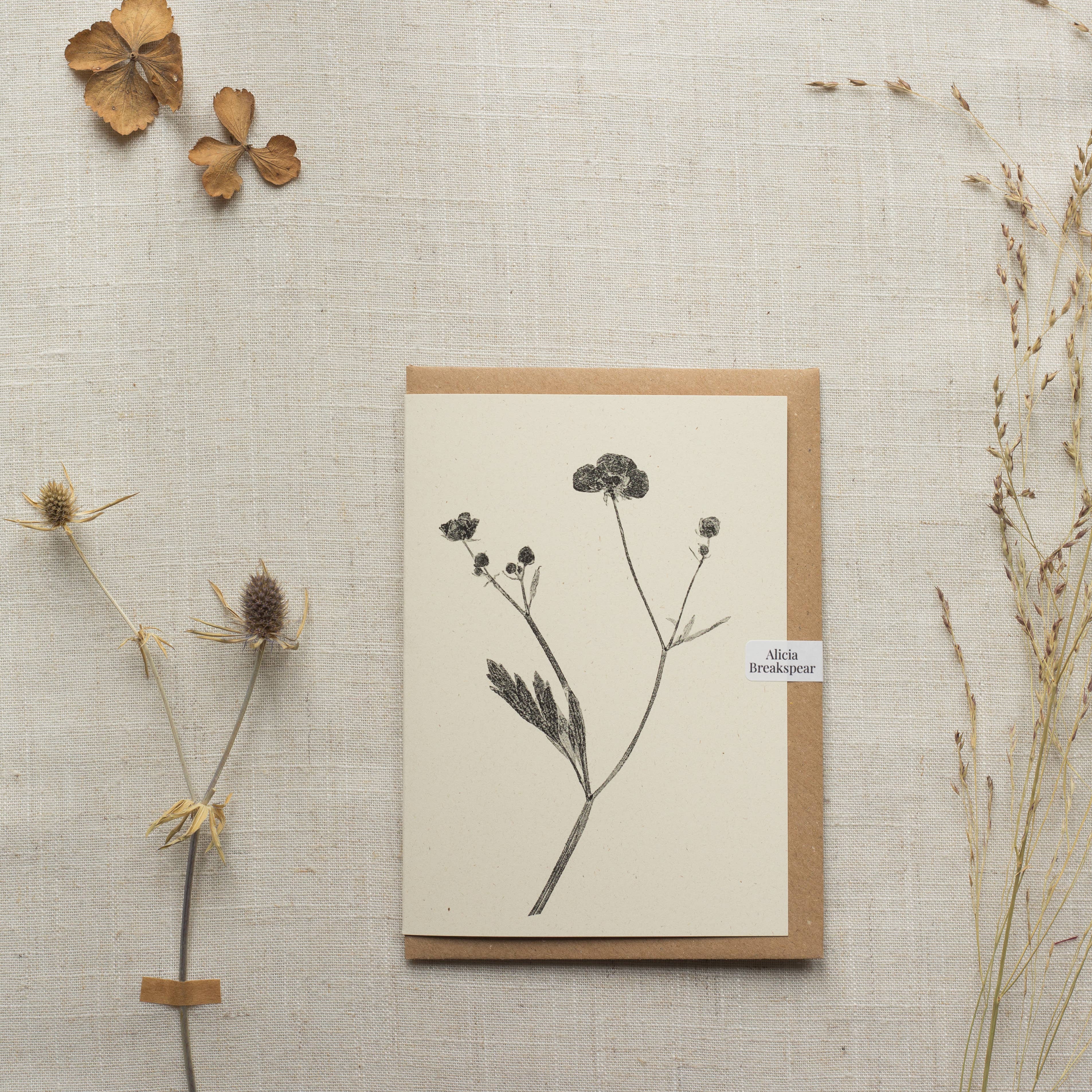 Alicia Breakspear - Wholesale Everyday greeting card - Meadow Buttercup Flower Greeting Card A6 Recycled Card