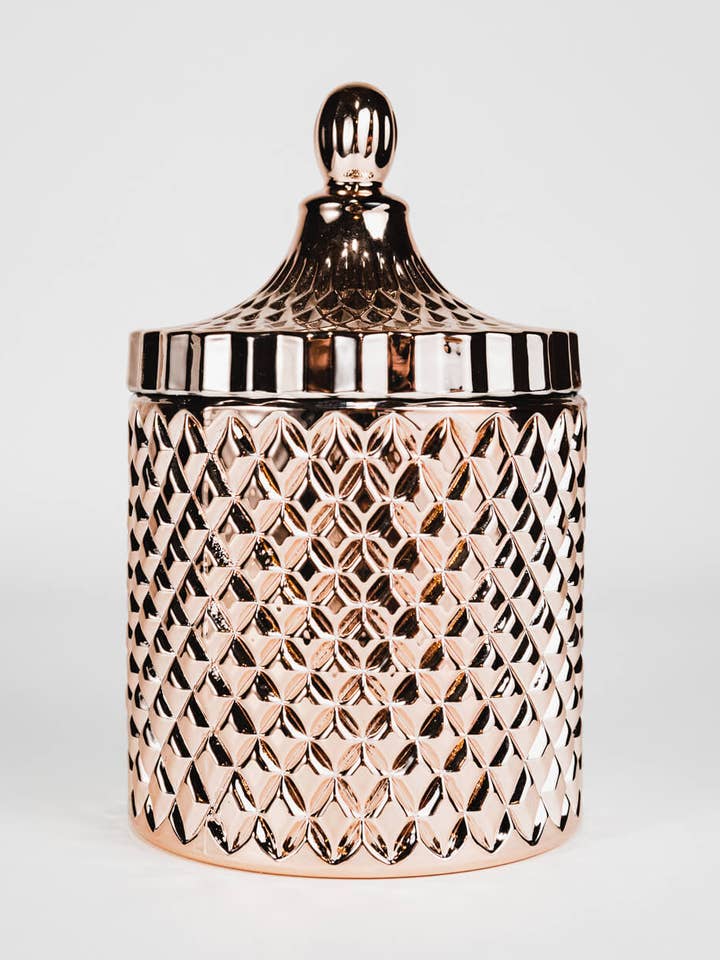Luxury Rose Gold crystal candle for wholesale by Sophia Lauren Candle Co.