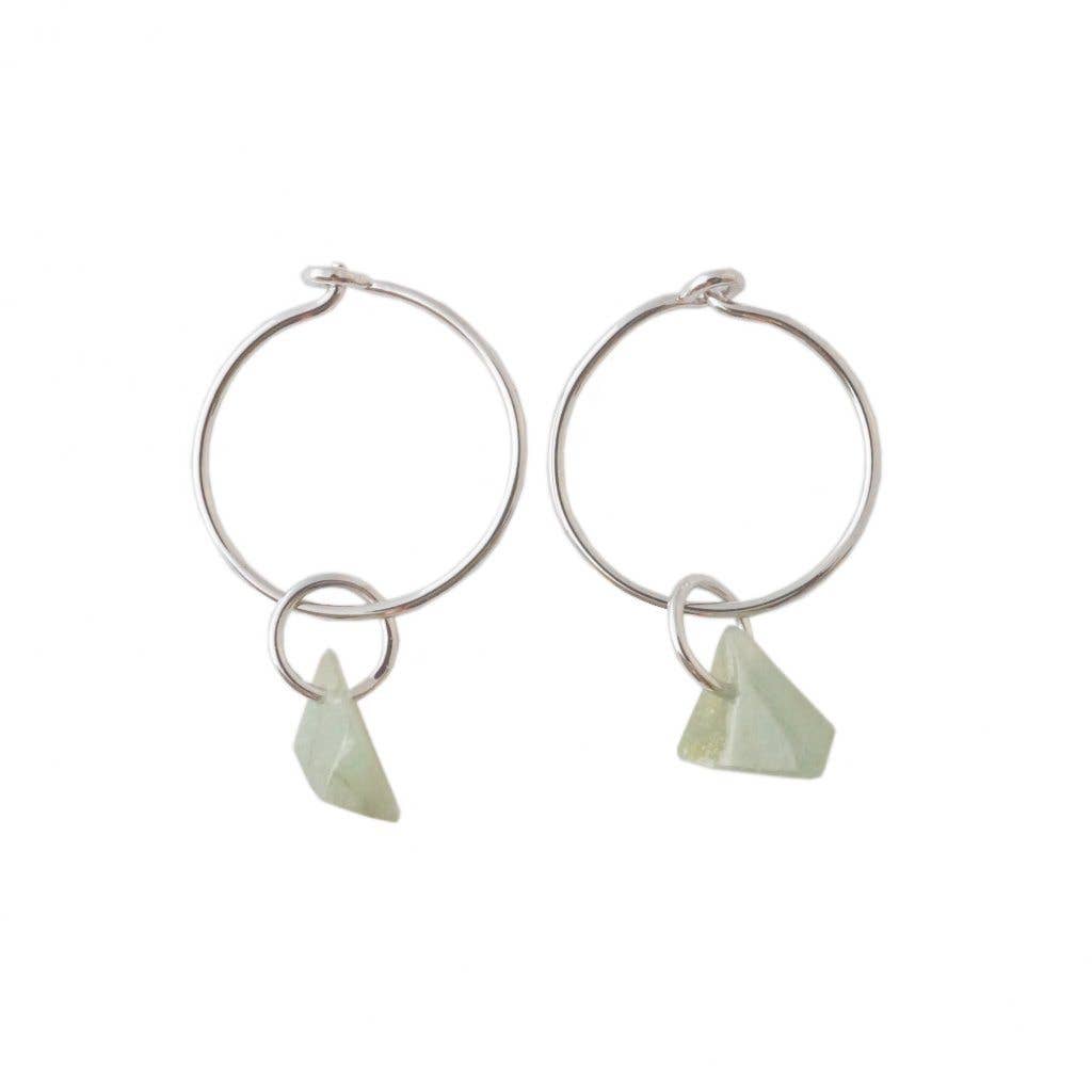 Honeycat Jewelry - Wholesale Dangle Earrings - Green Jade - Wishing Crystal Hoop Earrings2