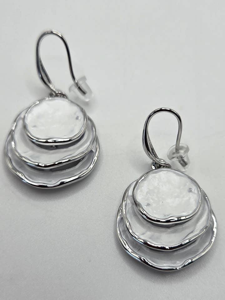 Boucles d'oreilles à disques de 3 couches pour la vente par Captiva Blu Jewelry