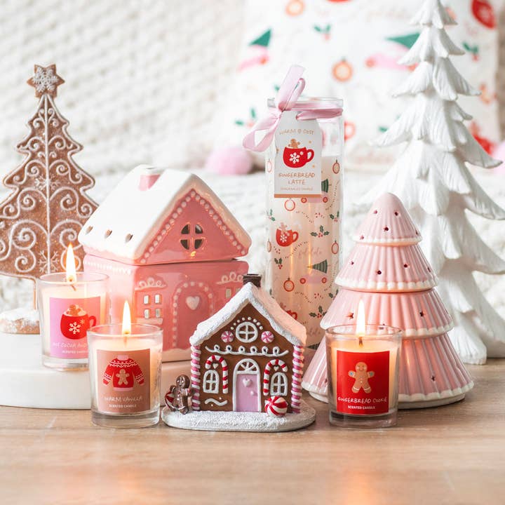 Something Different Wholesale - Wholesale Oil Warmer - Pink Gingerbread House Christmas Oil Burner6