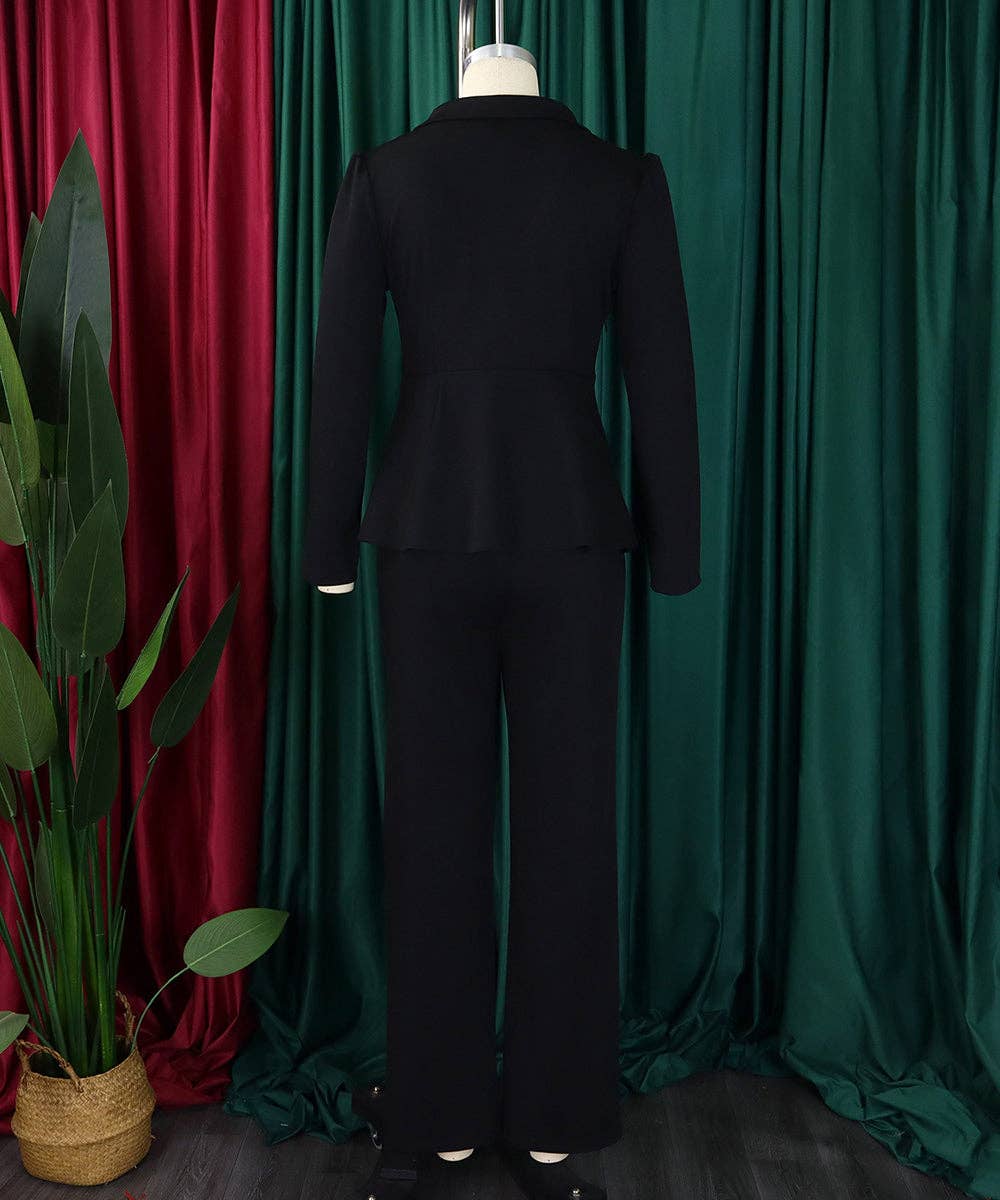 Aria Romance - Wholesale Suit Set - Women's - Ruffled Sleeve Wide-Leg Trouser Set7