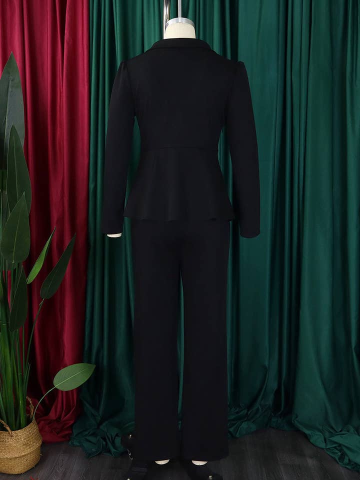 Aria Romance - Wholesale Suit Set - Women's - Ruffled Sleeve Wide-Leg Trouser Set7