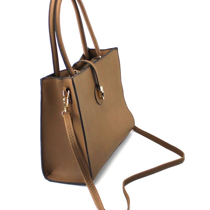 AR New York - Wholesale Top Handle Bag - Women's - 7870 - PU Bag With Golden Metal Clips