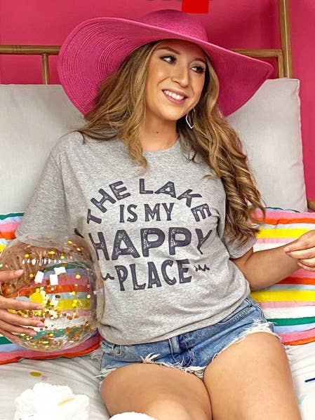 The Lake is My Happy Place Graphic T-Shirt for wholesale by Sugar Stitch